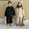Boys Girls Padded Jacket Pants Suit Kids Warm Coat Outfits Winter Children Plus Velvet Thick Clothes Set