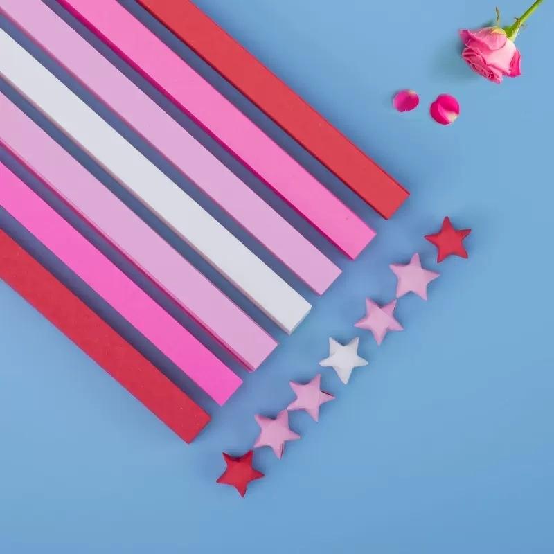 210/540Pcs Lucky Wish Star Decoration Origami Lucky Star Ribbons Colors Strips Paper Folding Kit Wishing Star For Kids