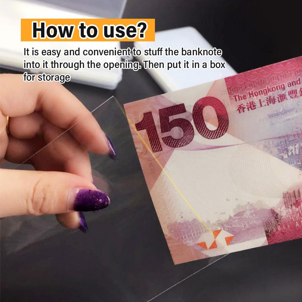 100 Transparent Banknote Protection Bags Double-Sided 8-Thread Dust-Proof Moisture Commemorative Banknote Coin Collection Album