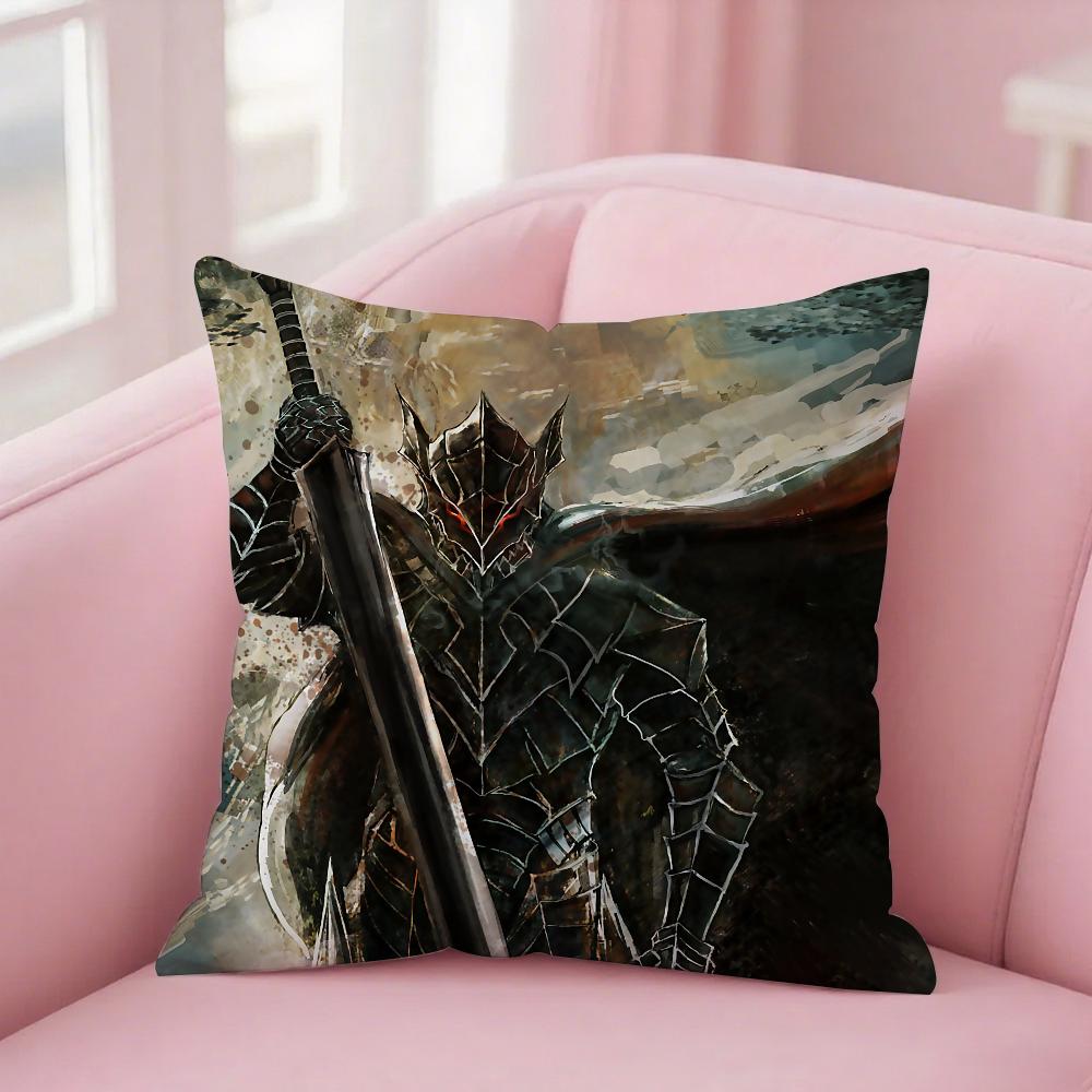 Retro Klassisch Anime Berserk Kissenbezug Quadratisch Beidseitiger Druck Kurzer Plüsch Sofakissenbezug Schlafzimmer Nachttischkissen