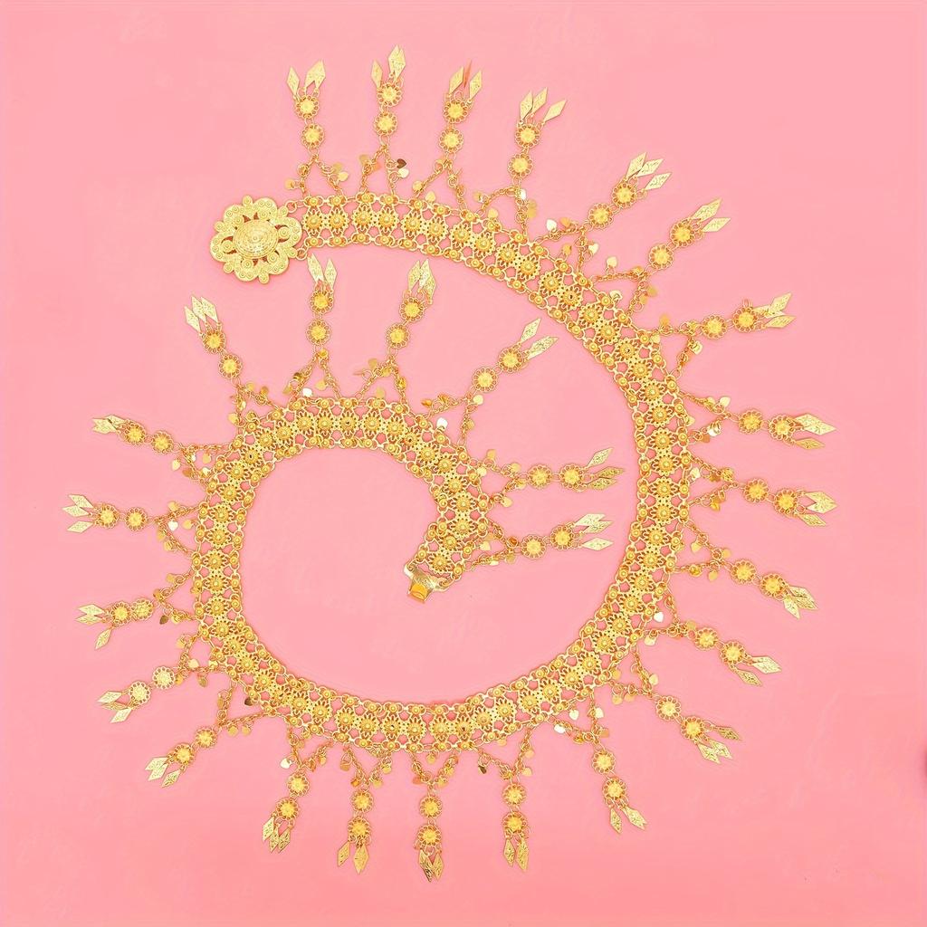 Gürtelkette mit Quaste aus goldenem Folienblatt, trendige hohle Taillenkette, Körperkette, Schmuckzubehör, Bohemian-Sexy-Stil