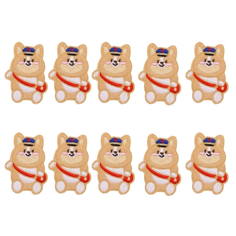 10Pcs Dog Embroidery Iron On Patches Adhesive Embroidery Appliques For Clothing Jackets Bags Hat Decoration and Sewing