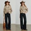 Damen Retro Kurze Jeansjacke aus reiner Baumwolle