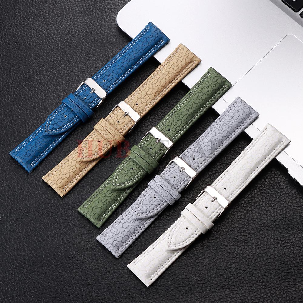 18/20/22mm Leather Strap Crack Pattern Soft Retro Watch Band for Omega Universal Waterproof Sport Wristbelt Bracelet Accessories