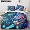 3D-trykk Anime Genshin Impact Xiao SUCROSE Qiqi Dynetrekk Tegneserie Sengetøysett Sengesett Dyne Dynetrekk Hjemmetekstiler