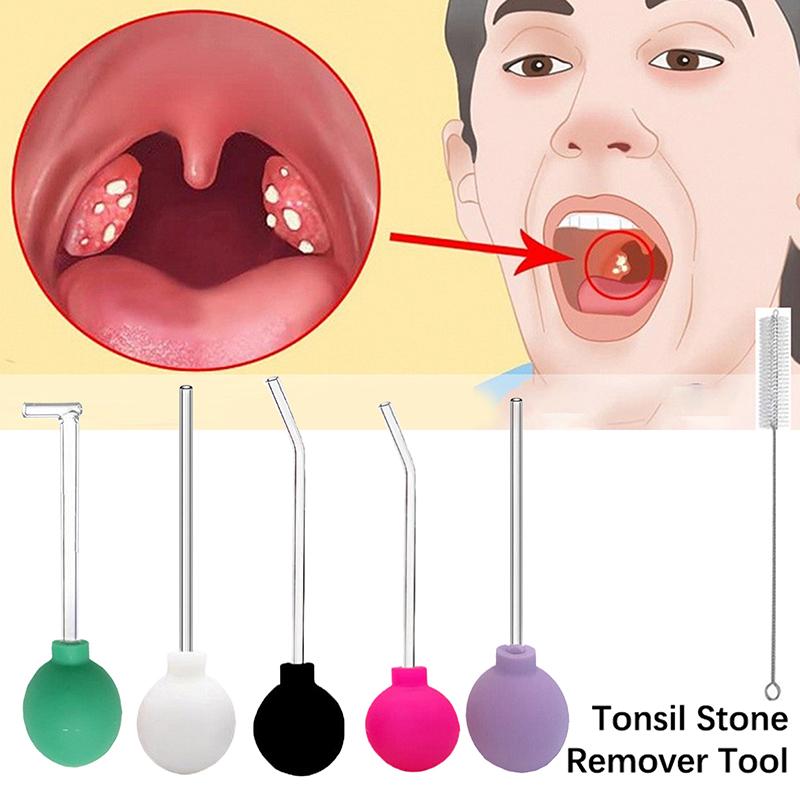 Arc Tonsil Stone Removal Tool with Cleaning Brush Manual Style Wax Stone Care Air Tool for Throat Health
