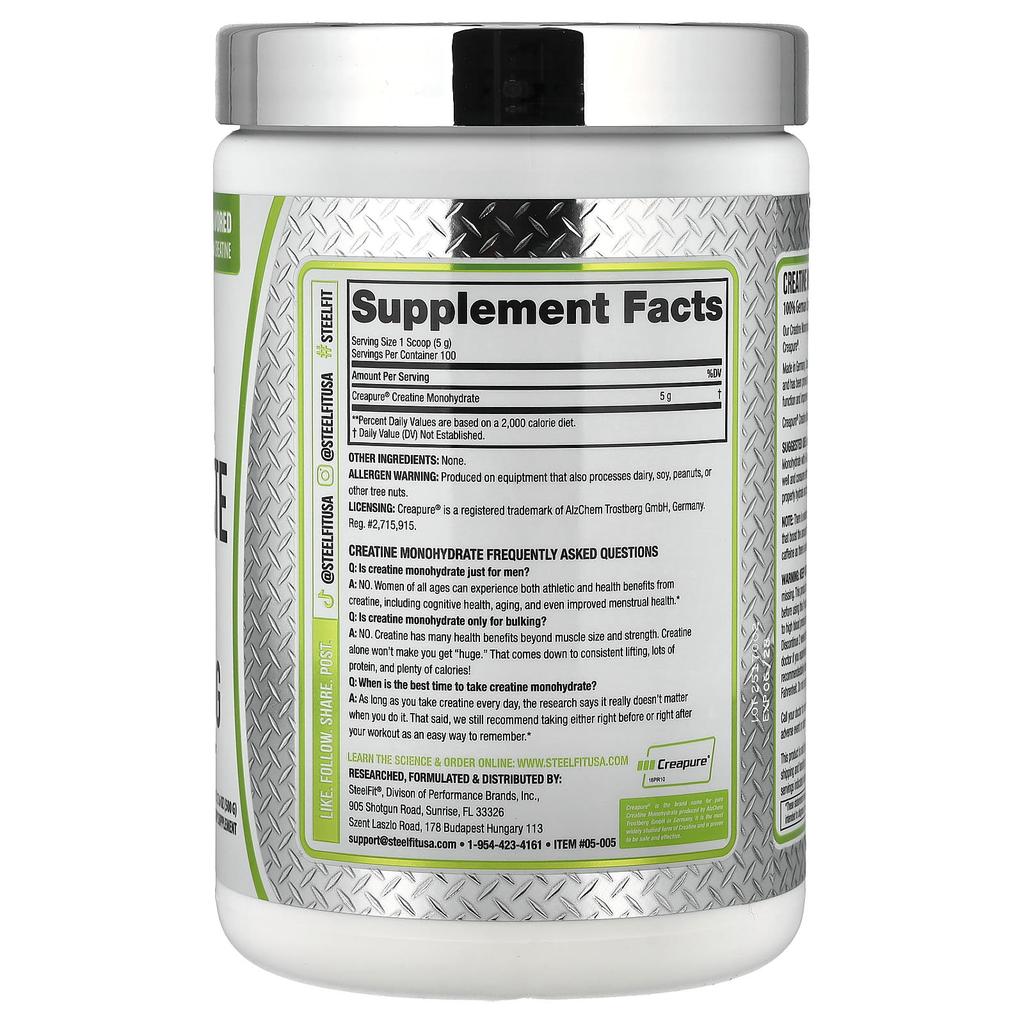 SteelFit, Creatine Monohydrate, Unflavored, 500g (17.6oz)