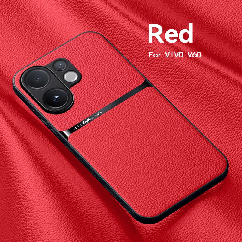 For VIVO V60  Leather Texture, Built-in Magnetic TPU Soft Anti-drop Anti-fingerprint Phone Case