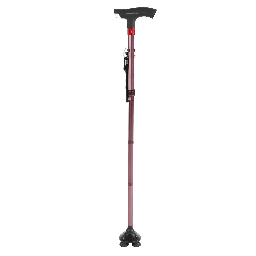

Aluminum Alloy Foldable Elderly Walking Stick Guide Blind Cane Crutch with LED Light Alarm
