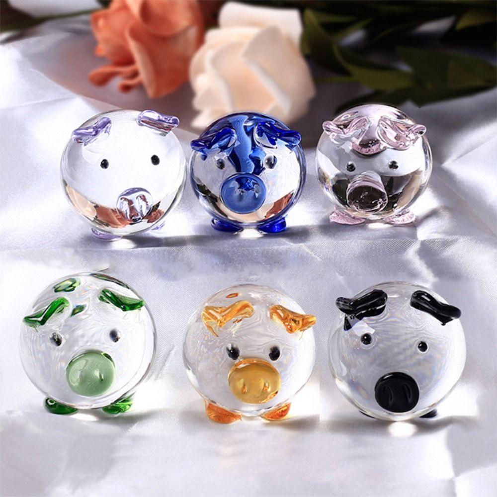 

Cartoon Pig Figurines Crafts Desktop Pig Ornaments Modern Crystal Pig Ornaments Desktop фіолетовий
