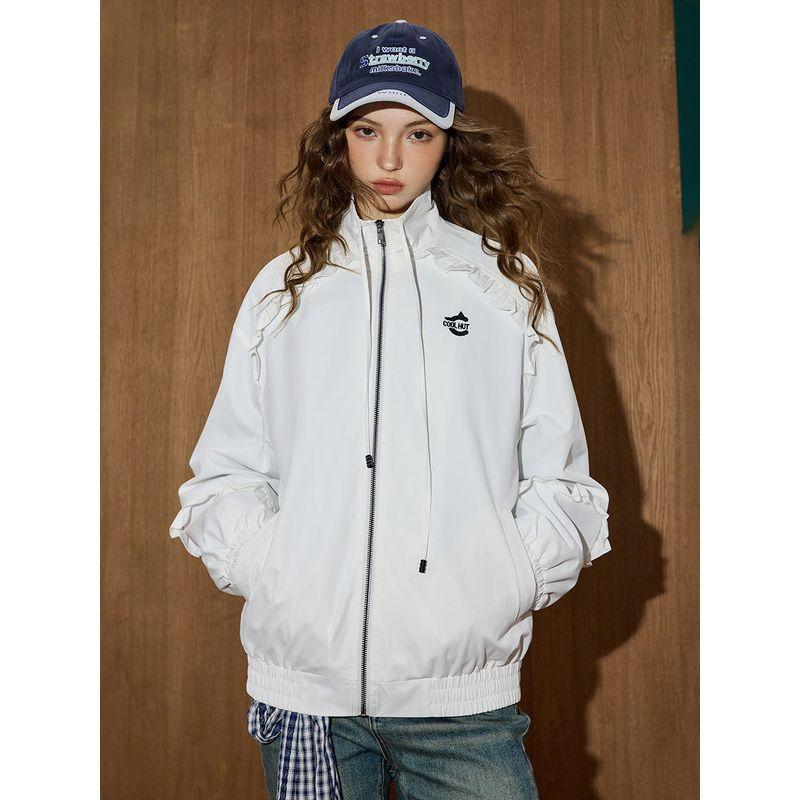 Coolhut American Retro Loose-Fitting 2025 Autum Women's Round-Neck Jacket, Fashionable and Versatile Top