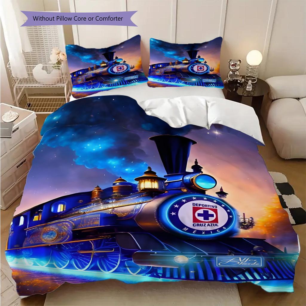 Cruz Azul Pattern Bedding Quilt Set Quilt Cover Pillowcase Home Decoration Birthday Gift (1 * duvet cover + 2 * pillowcase, without core)