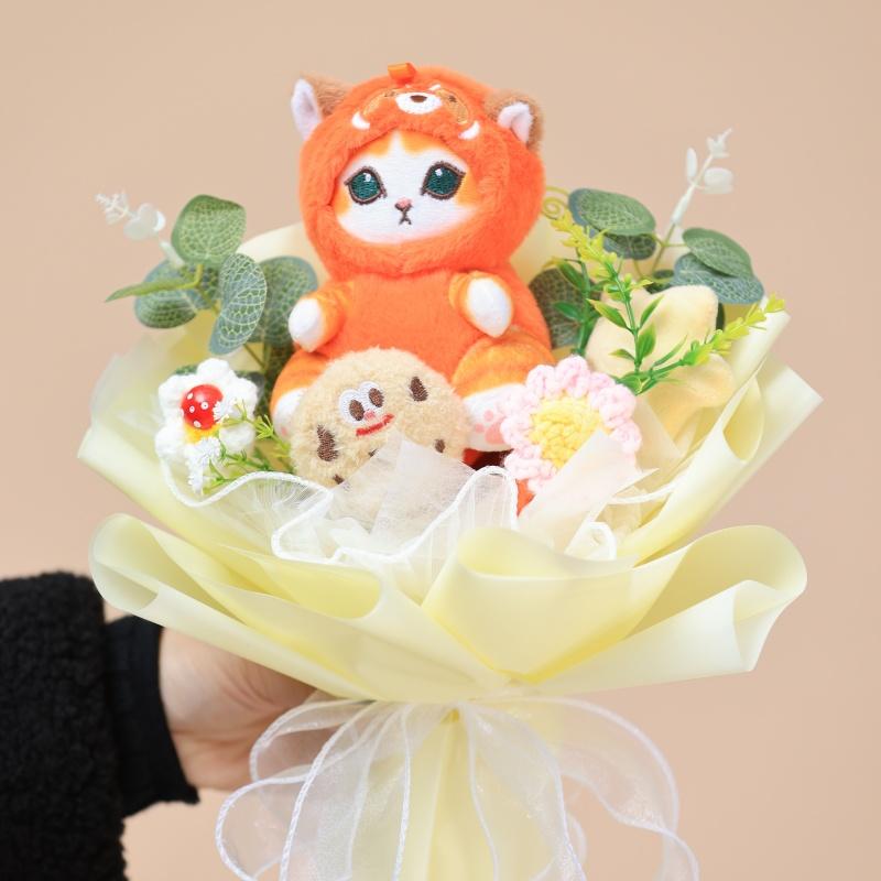 Kawaii Mofusand Shark Cat Plush Toys Keychain Creative Handmade Bouquets Stuffed Doll Christmas Vanlentine Birthday Gifts