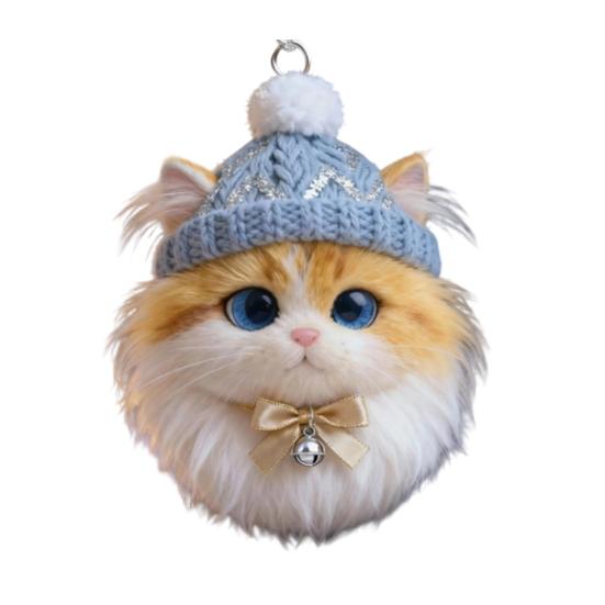 Winter Acrylic Cat Hanging Decoration Christmas Tree Knitted Hat Kitten Dog Rabbit Hedgehog Hanging Ornament Animal Pendant