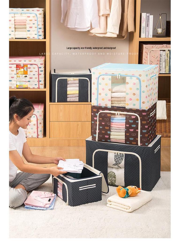 International Oxford Cloth Foldable Storage Box with Steel Frame - Ideal for Wardrobe, Toy Organizer, or Clothes Storage.