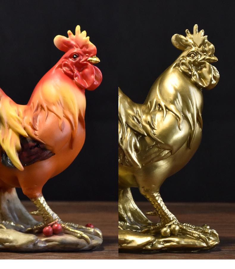 Realistyczna ozdoba z żywicy w kształcie koguta do dekoracji ogrodu lub rancza