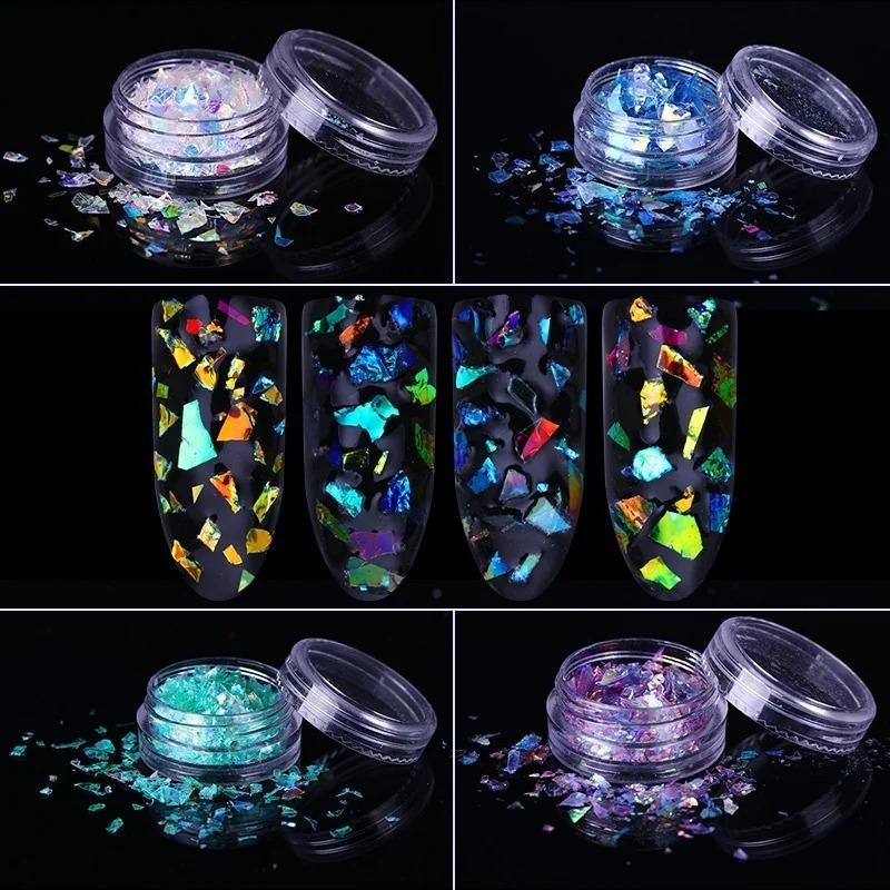 New 4Box/set Manicure Diamond Jewelry Sparkle Glitter Nail Laser Phototherapy Nail Accessories  Pieces DIY