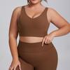 Plus Size High Elastic Yoga Suit: Women's Brushed Nude Feel Set with Shockproof Sportswear