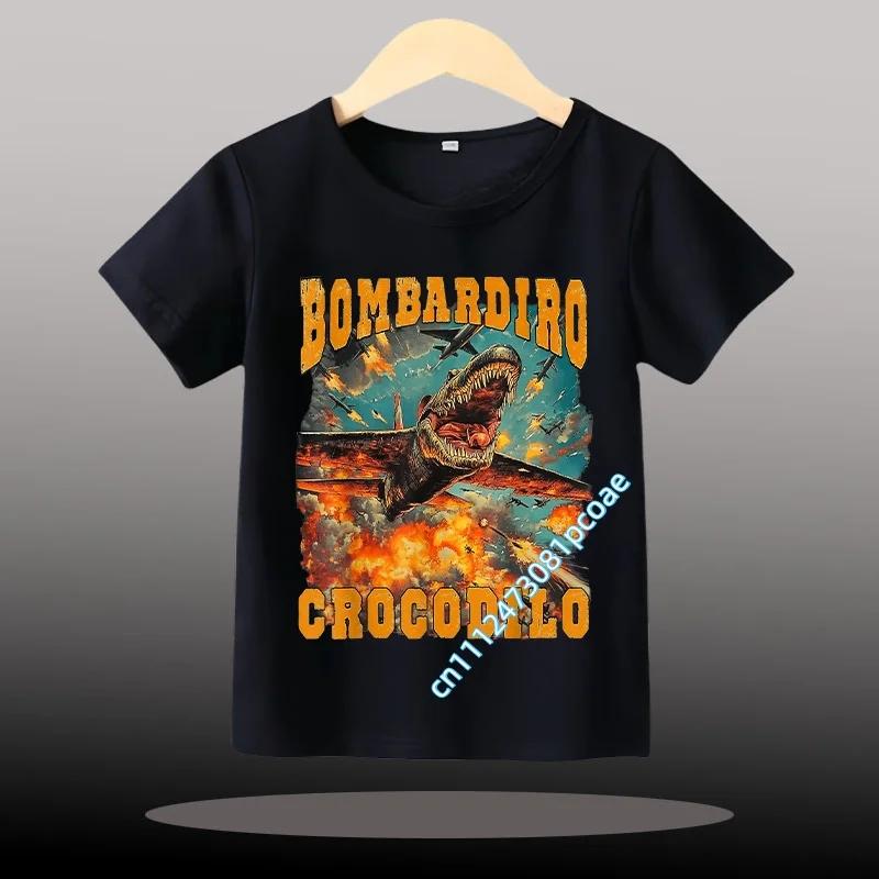Children Unisex T-shirt Girl Boy Italian Brainrot Animals Kids Tung Tung Tung Sahur Short Sleeve Funny Meme Tee Summer Clothing