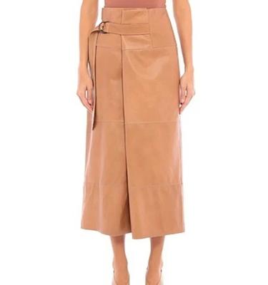 Genuine Lambskin Women's Skirt Tan Handmade Leather Stylish Party Wear  Soft Fit