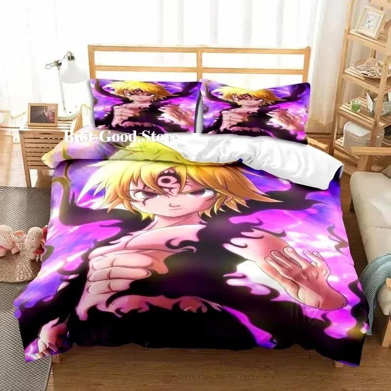 Nouvel Anime Les Sept Péchés Capitaux Al Saison Ensemble Lit Jumeau Ensemble de Linge de Lit Imprimé Avec Taie d'Oreiller Lit Doux Housse de Couette Douce Simple Double