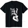 Rock Cat Playing Guitar Funny Guitar Cat Men T-Shirt Hiphop Oversized T Shirt Casual Cotton Daily Four Seasons Streetwear Tees