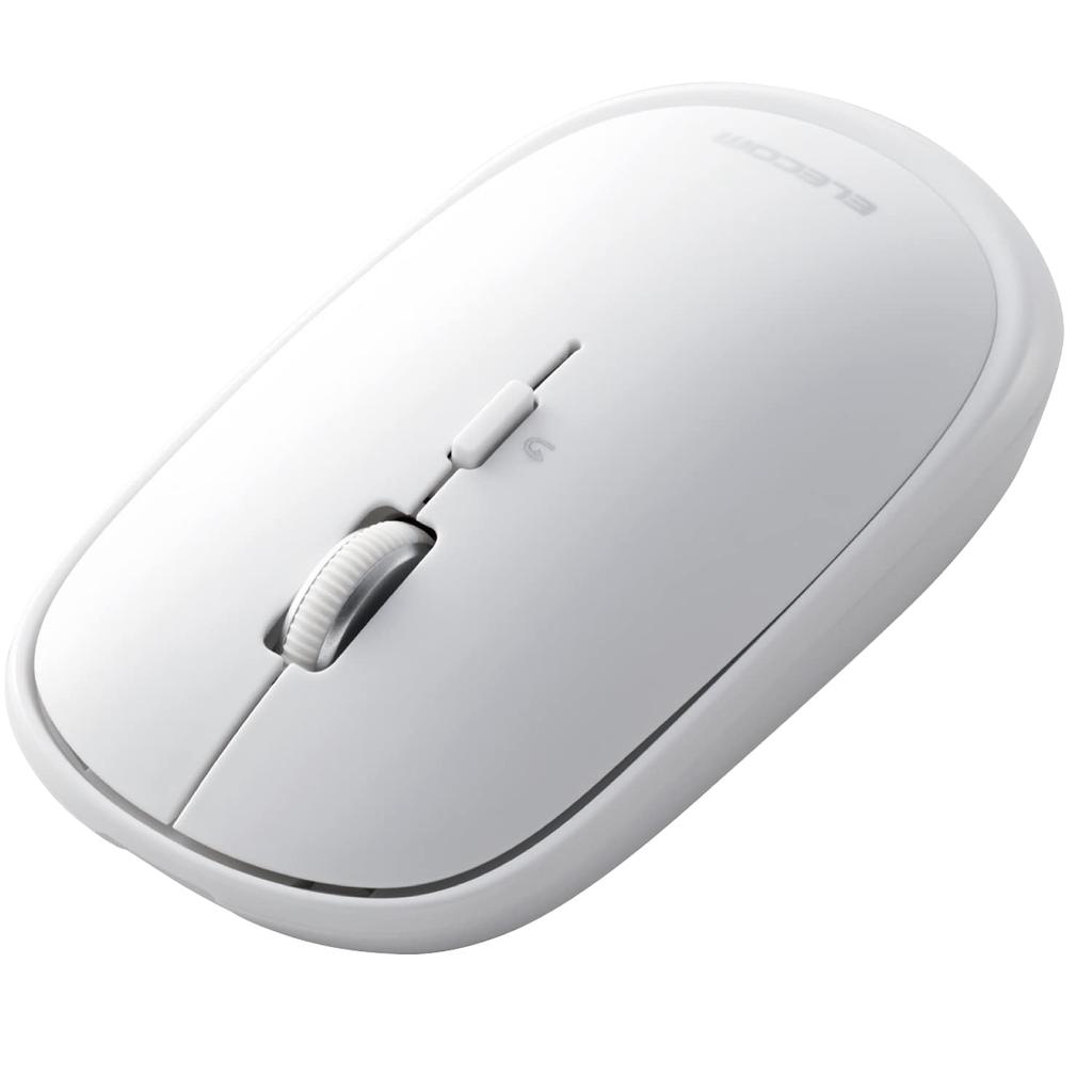 ELECOM Slint Bluetooth Wireless 4 Connects to 3 Medium Size Mouse, Quiet, Slim, Mobile, Buttons, Rechargeable, Multi-Pairing, Devices, White,
