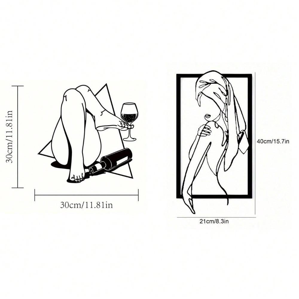 1pc Minimalist Line Art Metal Wall Art for Home, Bathroom Room Decor Housewarming Gift