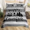 Happy Camping Duvet Cover Queen Cartoon Caravan Camping Bedding Set Farmhouse Style 3D Camper Comforter Cover With Pillowcases02