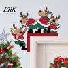 Winter Holiday Room Decor Christmas Door Corner with Snowman/Elk Designs, Wooden Hanging Ornaments Frame Ornament, Decorative Topper Home Festive Elk