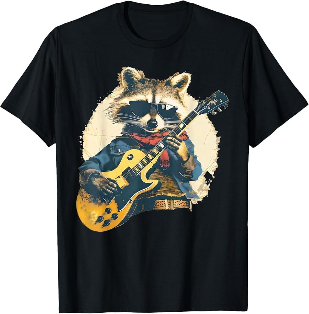 Funny Rock Star Raccoon Guitarist Trash Panda Racoon Guitar TShirt Unisex T-Shirt XXXL