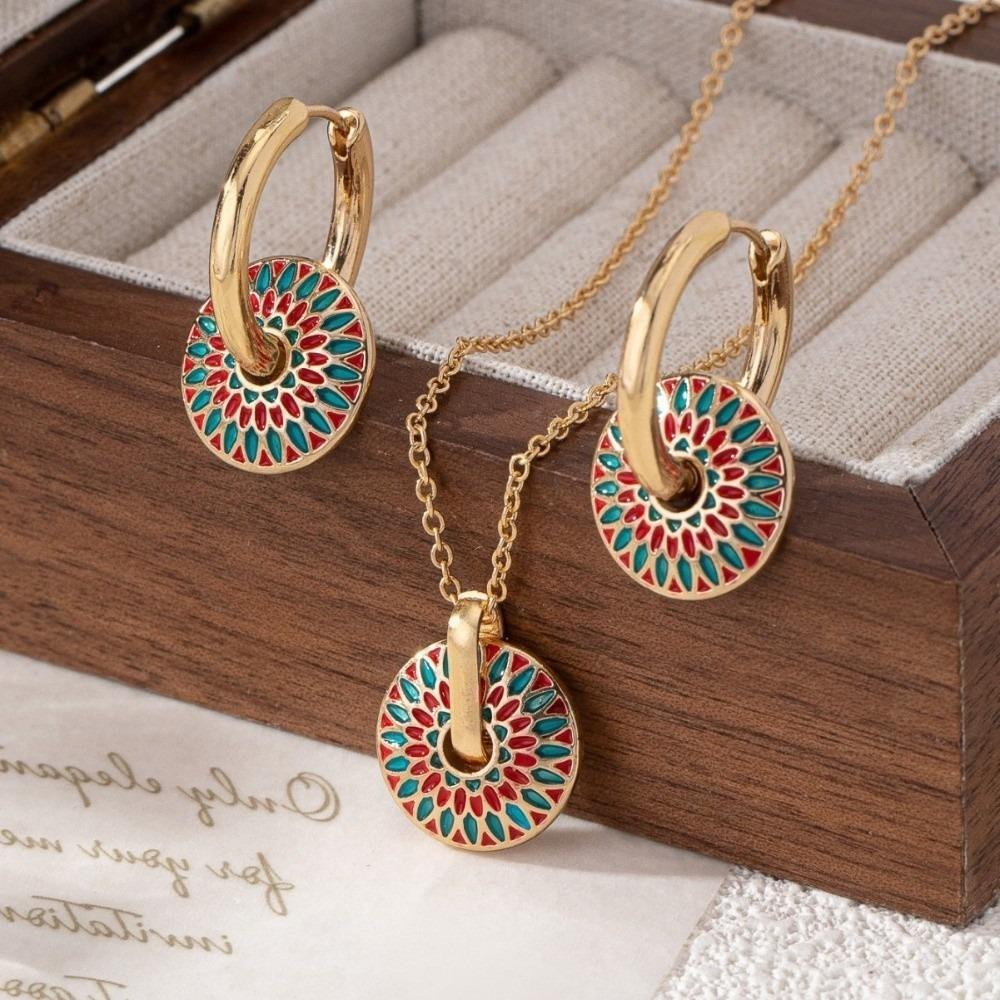 alloy Jewelry Set Non-Fading Pendant Necklace Set Trendy Necklace Earrings Set For Women A