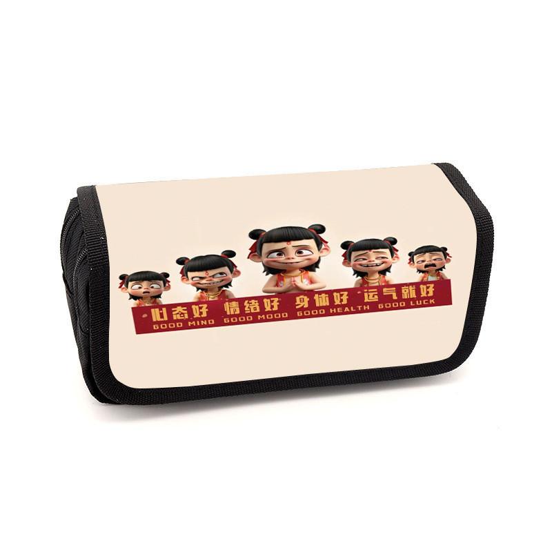 Childrens Minimalist Pencil Case With Ne Zha Print Design For Daily School Use