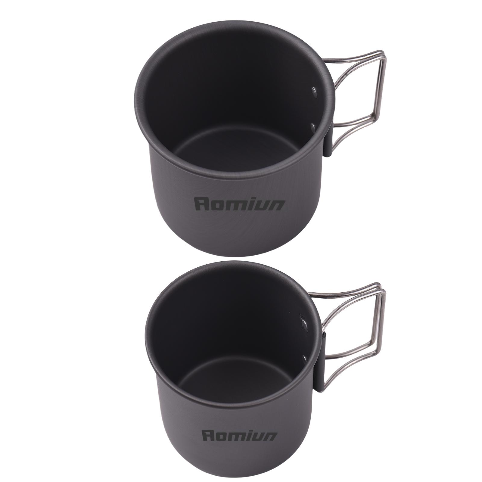 

Набор из 2 походных кружек Легкий алюминиевый набор кружек 450 мл и 250 мл Портативная складная ручка Штабелируемая кружка для улицы