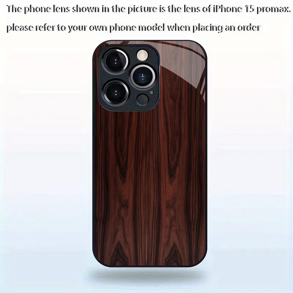 Wood grain pattern tempered glass phone case suitable for iPhone 17 16 15 14 13 12 11 Pro/Max/Plus shockproof back cover