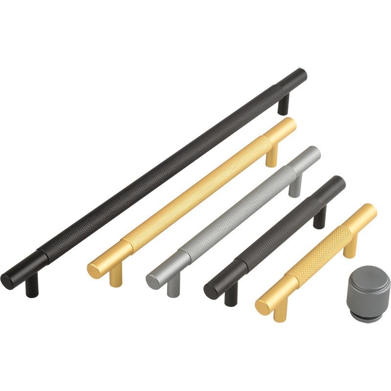 Nordic Wardrobe Handles–Gold Copper & Black Drawer Knobs Extended American-Style Aluminum Alloy Cabinet Pulls Furniture Hardware
