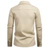 Men's Casual Solid-color Long-sleeved Shirt, Men's Slanted Front Button-down Lapel Shirt