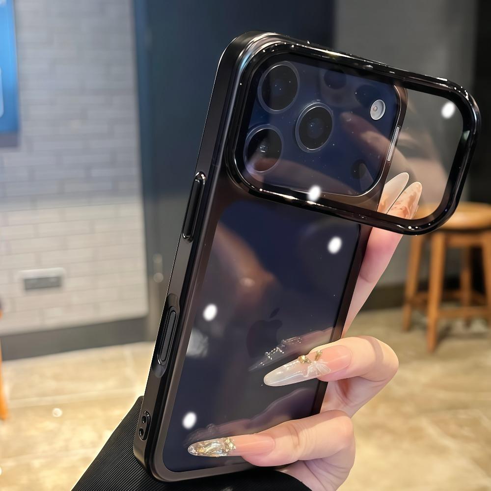 Suport Stand Suport Sticlă Cameră Telefon Carcasă Telefon Pentru iPhone 17 16 15 14 13 Pro Max 17Pro 16Pro Carcase Placate Bumper Capac Transparent