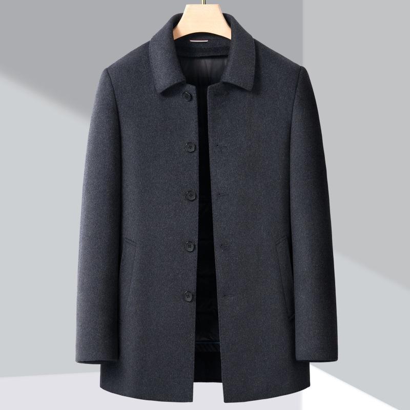 

Высококачественное мужское кашемировое пальто, осенне-зимняя двусторонняя шерстяная ветровка ручной работы, деловое шерстяное пальто на пуху 195