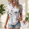 Mode Lässig Urlaubshemd Damen Sommer V-Ausschnitt Aushöhlung Einfarbig Bluse Weiblich Elegant Gestreift Jacquard Lässige Oberteile