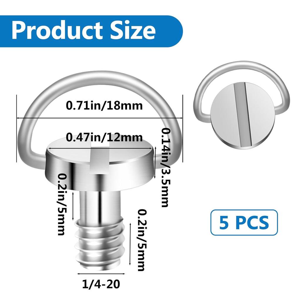20/10/1PCS Stainless Steel 1/4" Tripod Screw Mounting Screw Adapter Quick Release Camera Screw for Camcorder Tripod Monopod