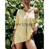 Summer New Women clothes French style Preppy Short sleeve V-neck Knitted Stripes Loose and Comfortable Top 1509011
