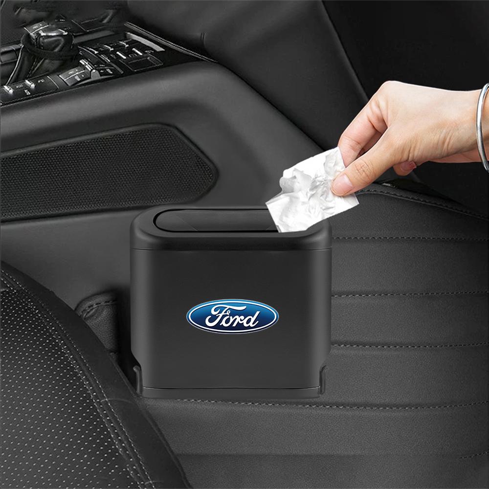 Car Garbage Can with Lid Automotive Garbage Storage Box Accessories For Ford STRACING Focus 2 3 4 MK2 MK3 MK5 Fiesta MK7 Mondeo