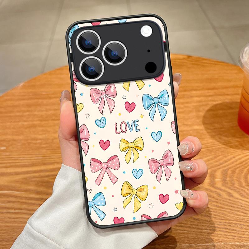 Translucent Matte Magnetic Case For iPhone 17 16 15 Pro 14 13 Pro Max 16e 17e For Magsafe Pink Bow Pattern Hard PC Phone Cover