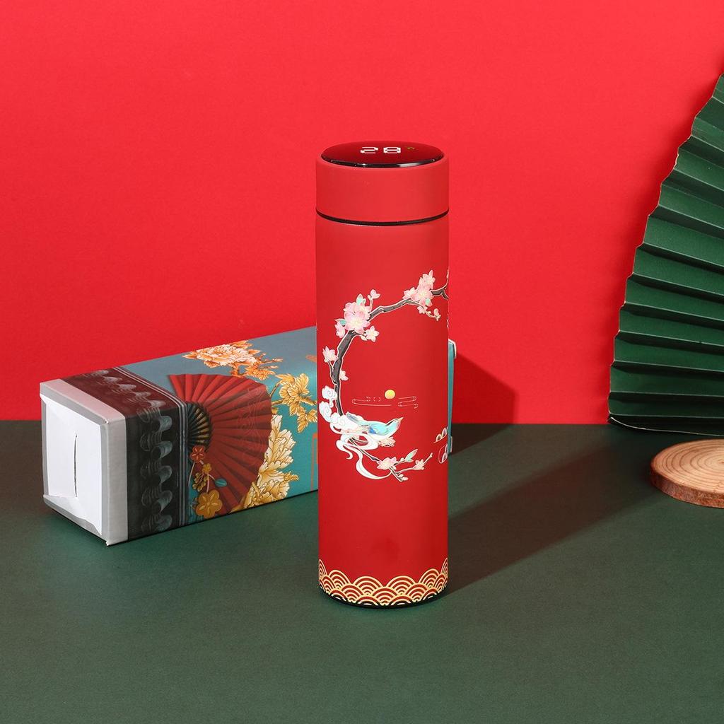 Chinese-Style Smart Insulated Water Cup with Temperature Display, Large Capacity, Customizable Logo, Business Gift