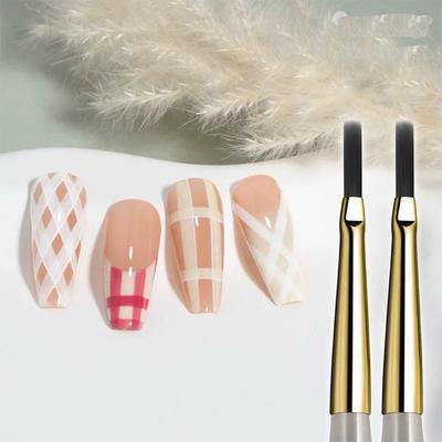 1/2Pcs French Plaid Nail Art Brushes Set Line Grid Pattern Drawing Pen For Diy Uv Gel Extension Painting Supplies Diy Design