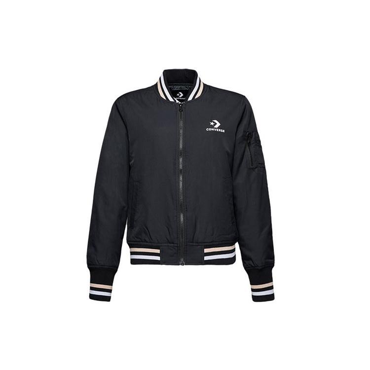 (WMNS) Converse Baseball Jacket Asia Sizing Black White Women s 10017469-A01 S