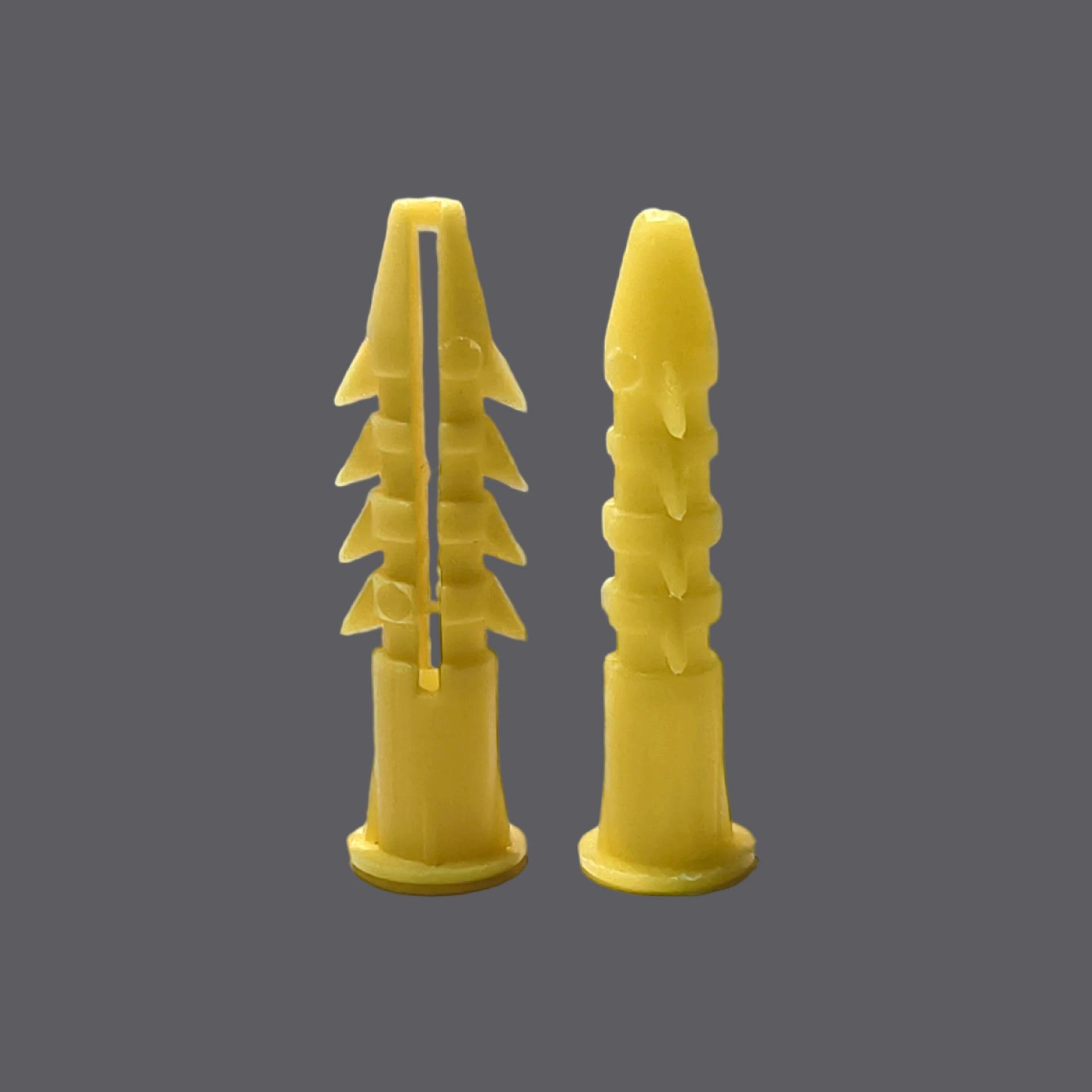 Yellow PP Plastic Expansion Tube and Barbed Plug M632 - Wall Screw Plug & Gecko Accessories.