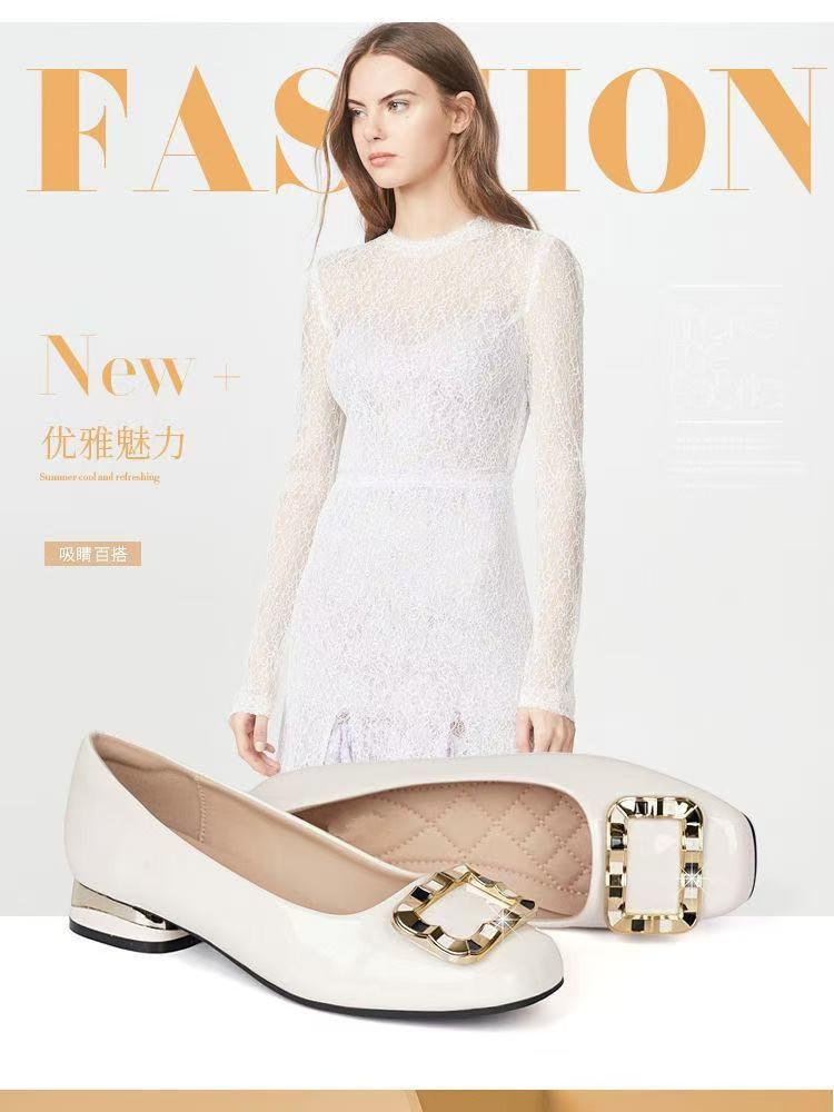 Soft Leather Single Shoes Women's 2025 New Soft-soled Low-heeled Four-season Small Leather Shoes One-pedal Breathable Work Shallow-mouth Women's Shoes