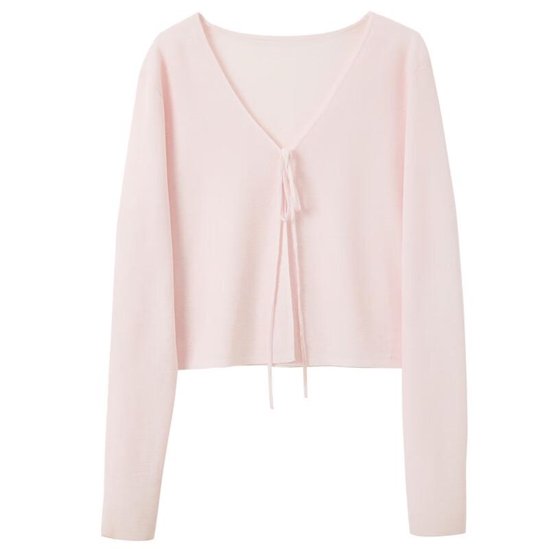 Sancai Women's V-Neck Tie-Front Cropped Knit Cardigan